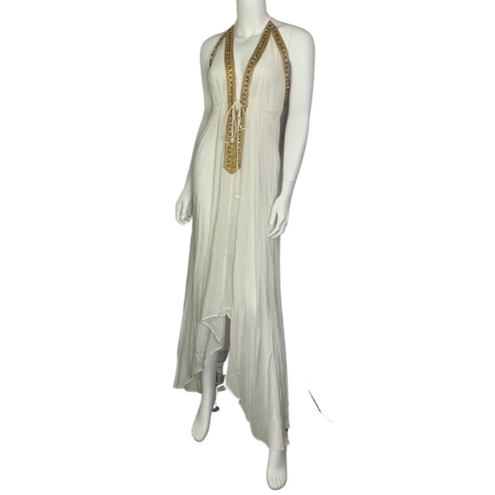 White Maxi with gold beading/stones